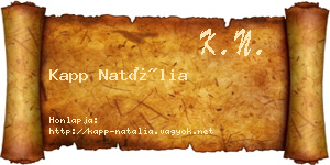 Kapp Natália névjegykártya