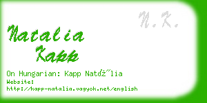 natalia kapp business card
